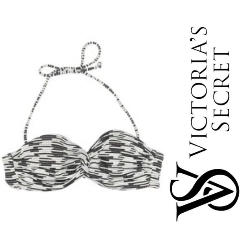 Victoria's Secret | Black & White Push Up Twist Bandeau Bikini Top | Size 34C